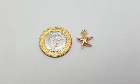 Pingente de Estrela do Mar Dourada- Pct. C/10 Unidades