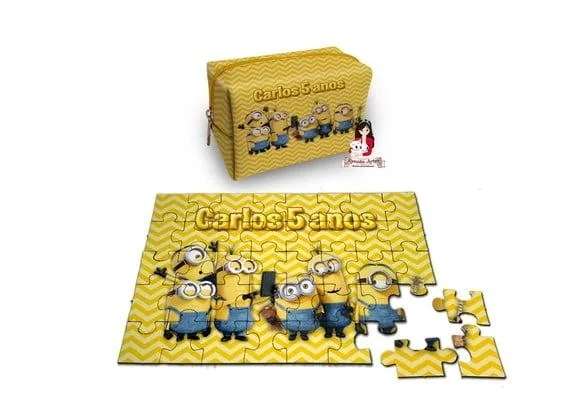 Necessaire Box com Quebra Cabeças Minions