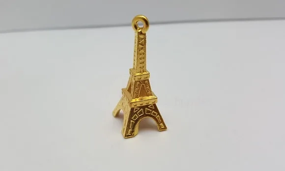 Pingente da Torre Eiffel Dourado de 3,6cm - 5 Peças