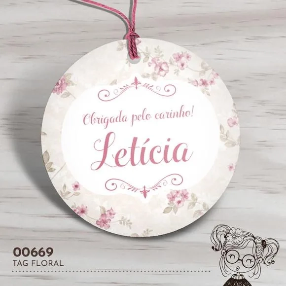 Tag Redonda Floral - 00669
