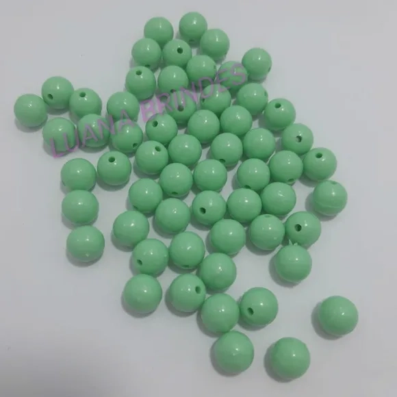 Bolinha Plástica Leitosa Verde Passante 10mm Pct 100 Unidade