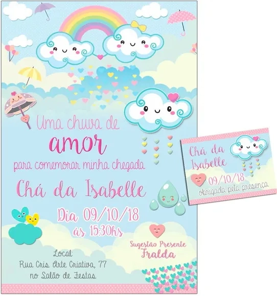 CONVITE DIGITAL C/TAG Chá de bebê Chuva de Amor