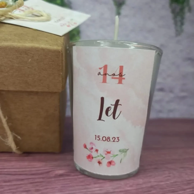 60 Vela Aromática no Copo Lembrancinha Personalizada Aniversári, Batizado,Casamento e etc. Fazemos Qualquer Tema