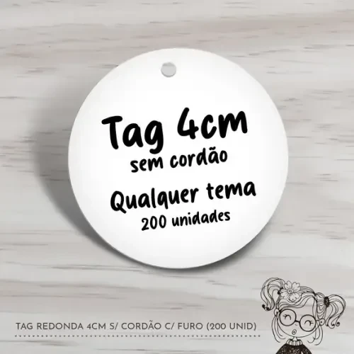 Tag Redonda 4cm s/ Cordão - 200 Unidades