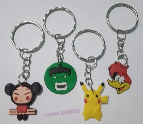 Chaveiros Personagens Variados de Borracha - pct c/8 unid