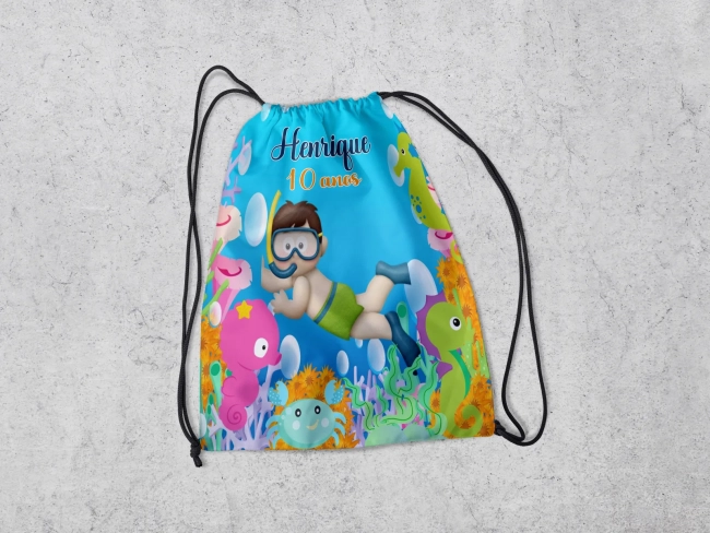 Mochilinha Personalizada Fundo do Mar