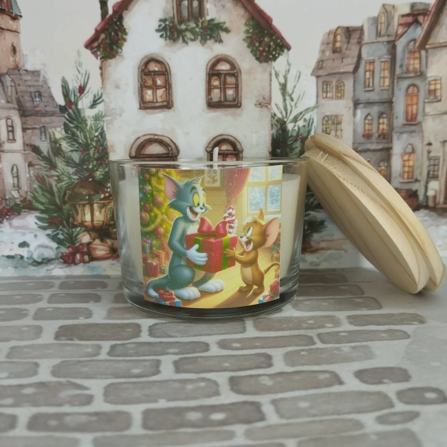 Vela Aromática no Copo Personalizada Natal Tom e Jerry - Trabalhamos com outros temas - Informar  tema no chat