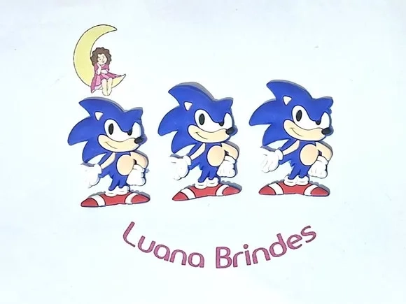 Aplique Sonic 4,2cm Emborrachado Pacotes com 6 Unidades