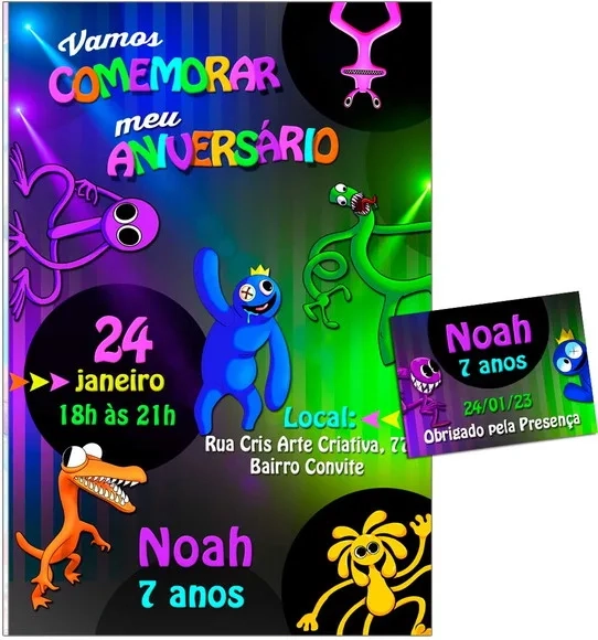 Convite Digital C/tag Rainbow Friends