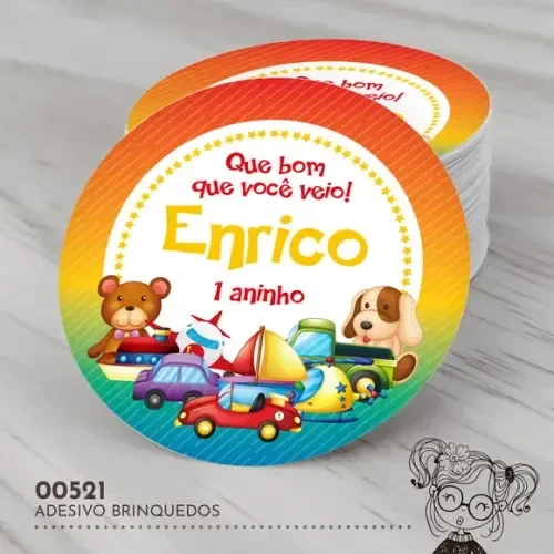 Adesivo Redondo Brinquedos - 00521