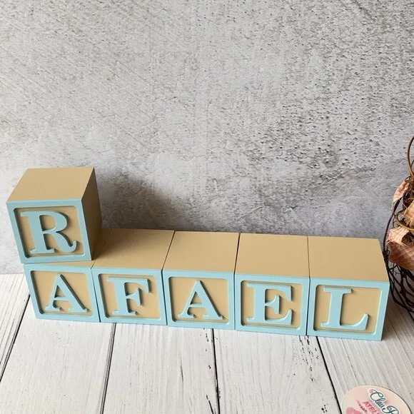 Nome com Moldura Cubos 6x6 Decoração Bebê e Criança