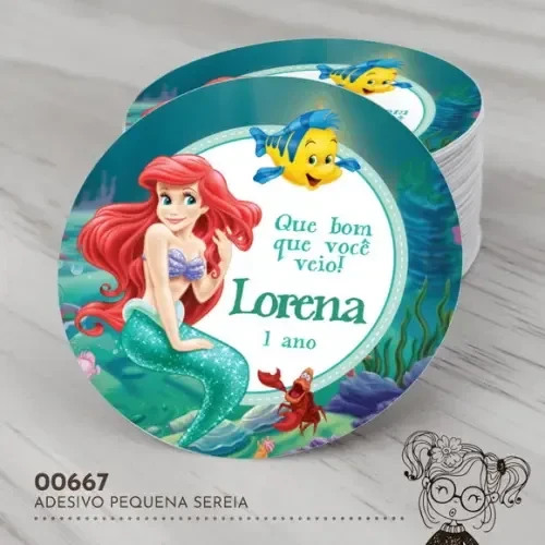 Adesivo Redondo Pequena Sereia - 00667