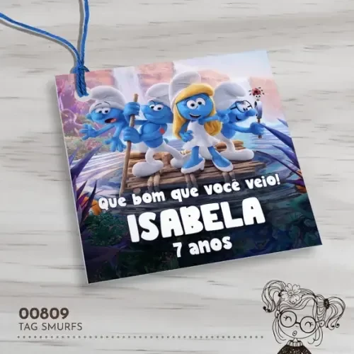 Tag Quadrada Smurfs - 00809