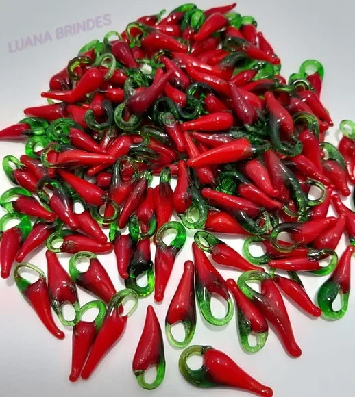 Pimenta Pingente Murano Vermelha de Vidro 2cm Pct 20 Unidade
