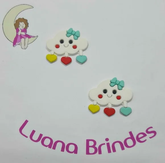 Apliques Nuvem Branca de Borracha- pct c/6 unid