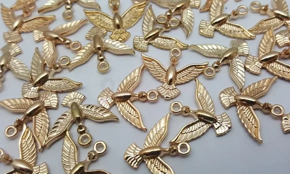 Pingentes Divino Espírito Santo Dourado 1,7cm Pct 8 Unidade