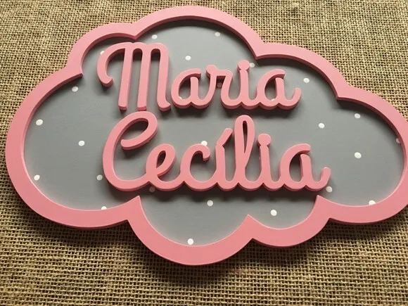 PORTA DE MATERNIDADE NUVEM COM NOME