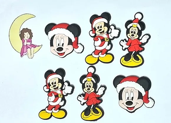 Aplique Mickey e Minnie Natal Emborrachado 6 Unidades