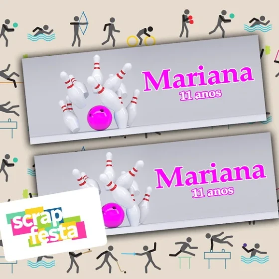 Adesivo Personalizado Retangular 11x4 Festa Boliche