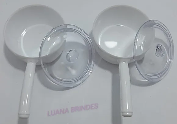 Panelinhas Pink e Branco de acrílico c/tampa - pct c/11 unid