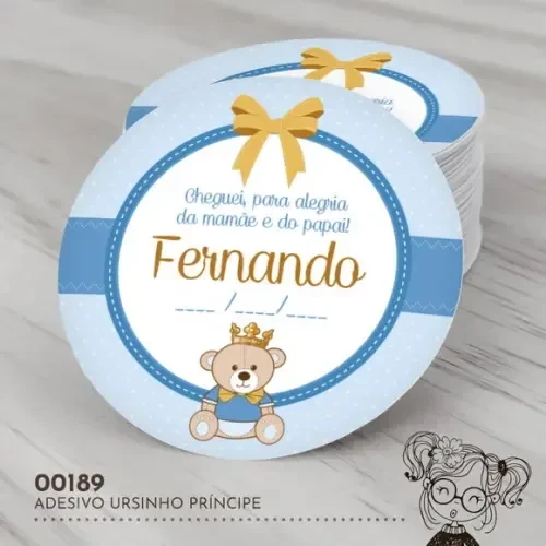 Adesivo Redondo Ursinho Príncipe - 00189