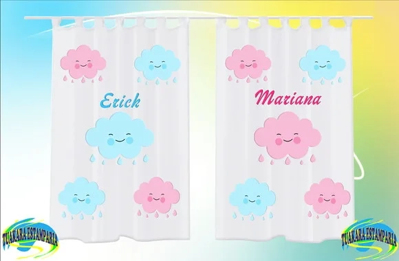 Cortina Personalizada Nuvens