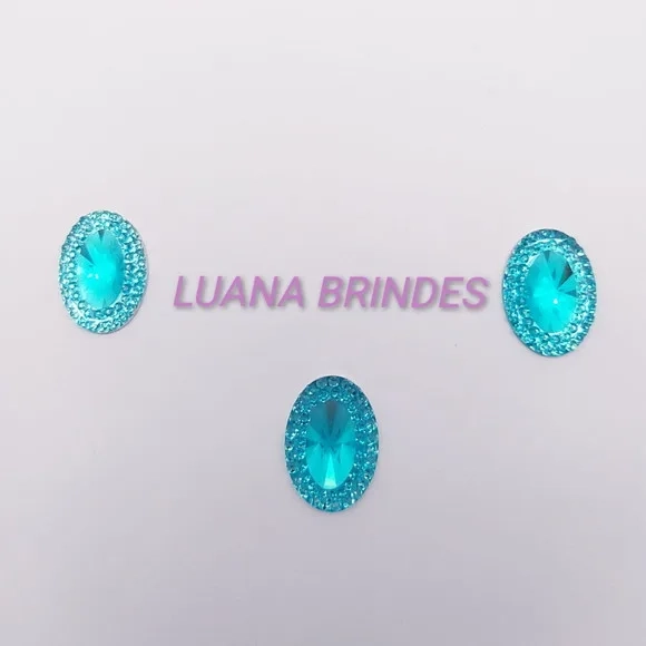 Chaton Azul Oval - 13mm x 18mm - pct c/50 unidades