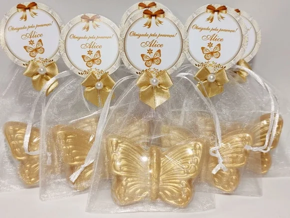 Lembrancinha Aniversário 50 Anos Feminino Sabonete Borboleta