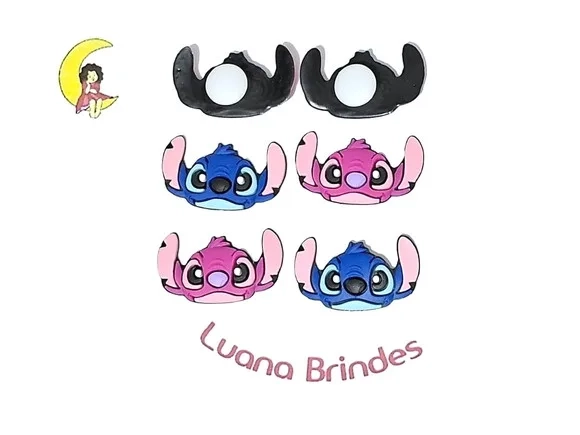 Aplique pra Sandália Stitch e Angel Emborrachado 6 Unidades
