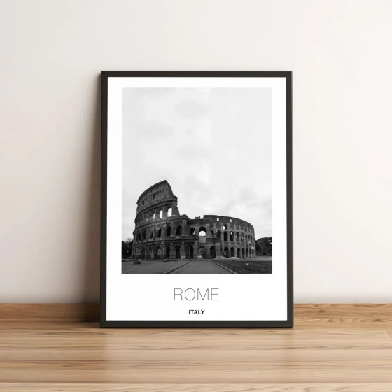 Quadro Coliseu de Roma Preto e Branco 2675