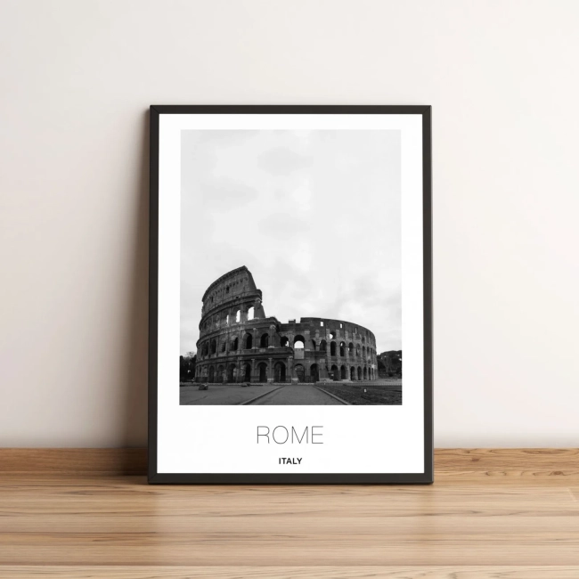 Quadro Coliseu de Roma Preto e Branco 2675