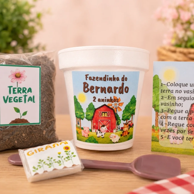 30 unidades Kit Jardinagem Fazendinha Vermelha - Trabalhamos com qualquer tema