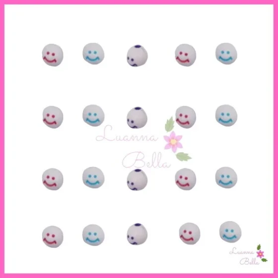 Missangas bolinhas c/carinha sorridente -Pct c/100unds