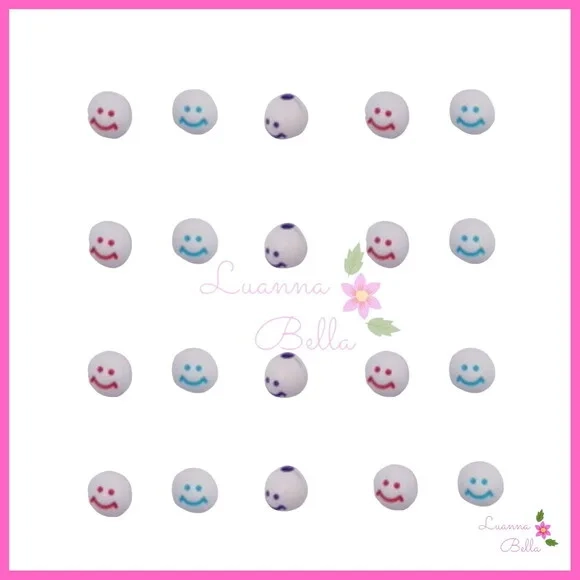 Missangas bolinhas c/carinha sorridente -Pct c/100unds