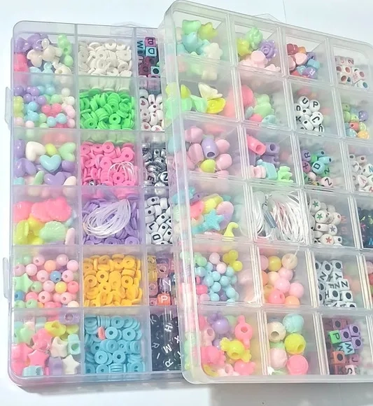 Kit Miçanga de Colar e Pulseira Caixa com Divisória
