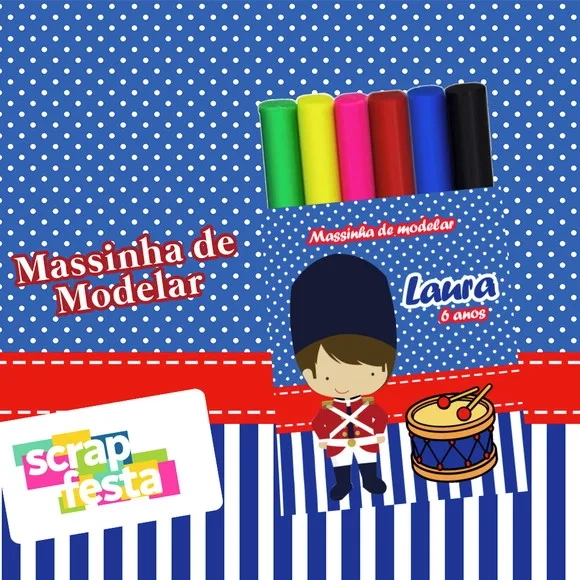Massinha de Modelar Personalizado Festa Soldadinho de Chumbo
