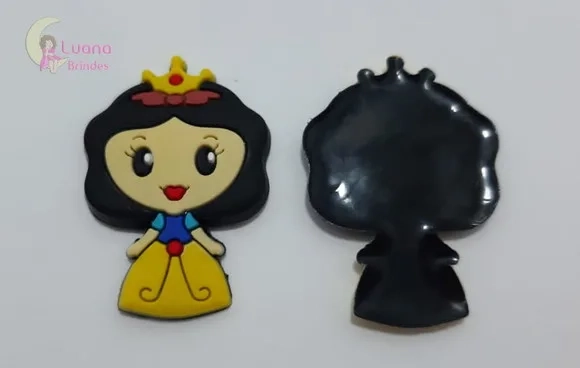 Aplique Branca de Neve c/ Coroa de Borracha - Pct C/6 Unid