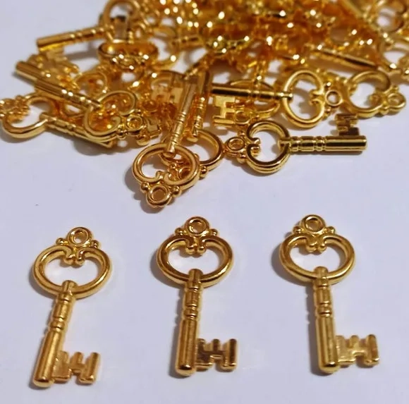 Pingente Chave Dourado Abs 26mm - 50 Unidades