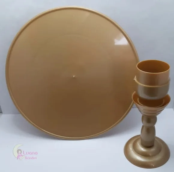 Boleira cor Dourada de Plástico - 28cm - 1 unidade.
