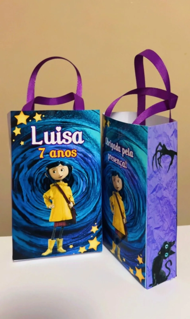 Sacolinhas Personalizada CoralineLembrancinhas Para Aniversário