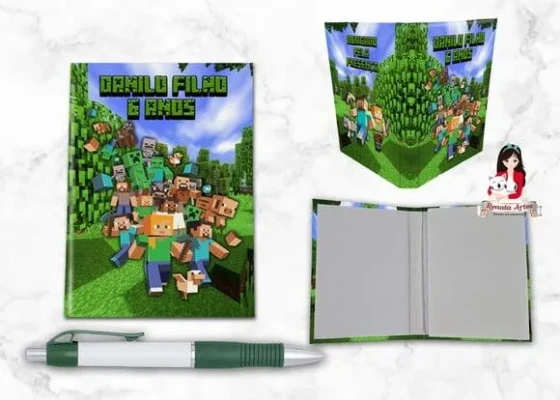 Bloquinho Personalizado com Caneta Minecraft
