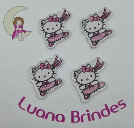 Ping Hello Kitty Bailarina de Acrílico Adesivado-pct c/ 5un