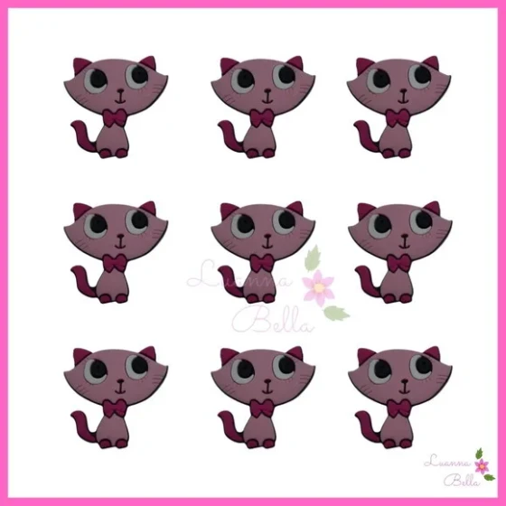 Aplique Gatinha Emborrachado - Pct c/7unds