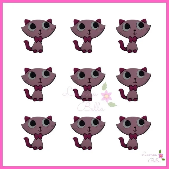 Aplique Gatinha Emborrachado - Pct c/7unds