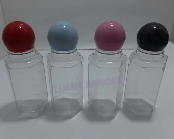 Frasco Facetado Pvc 30ml C/tampas Coloridas-pct C/10 Unid