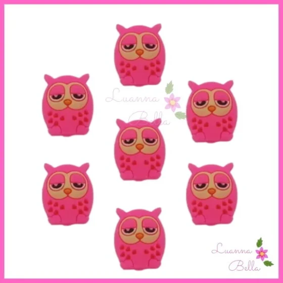 Aplique Emborrachado Coruja Rosa - pcts c/7unds