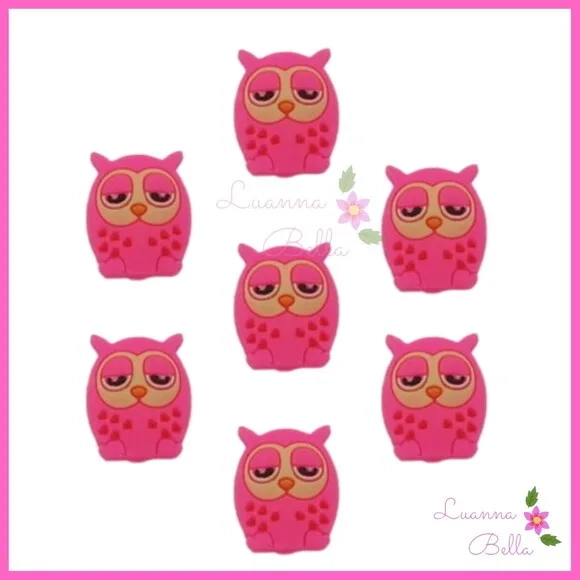 Aplique Emborrachado Coruja Rosa - pcts c/7unds