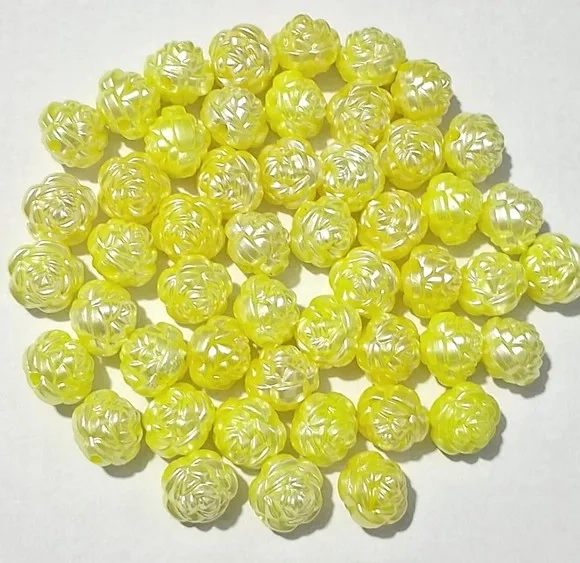 Pérola Flor Amarela 12mm - Pct com 50 Unidades