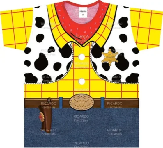 Camiseta Adulto Fantasia Caubói Xerife Xadrez com Colete de Vaqueiro