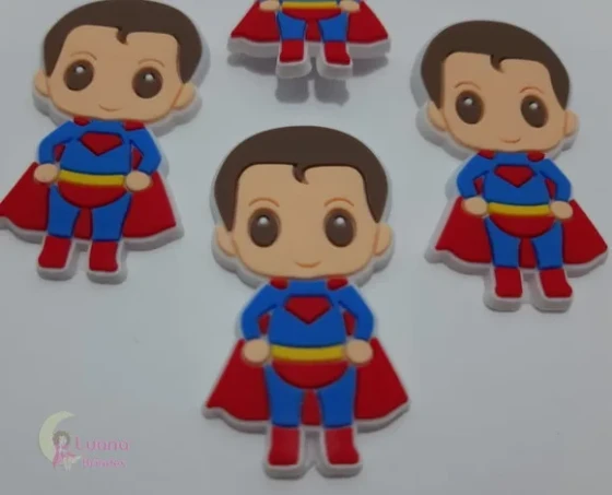 Aplique Superman de Borracha - 4,1cm - Pct C/6 Unid